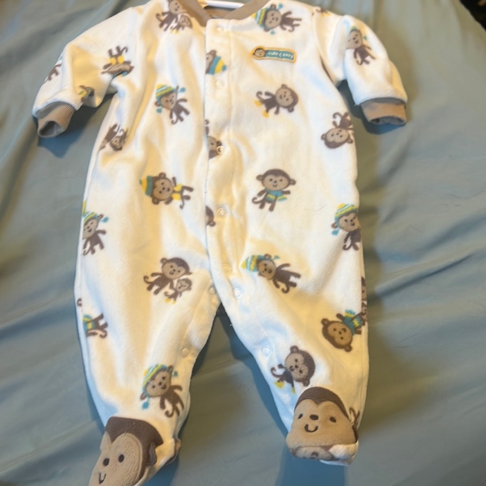 0-3 month fleece snap monkey sleeper
